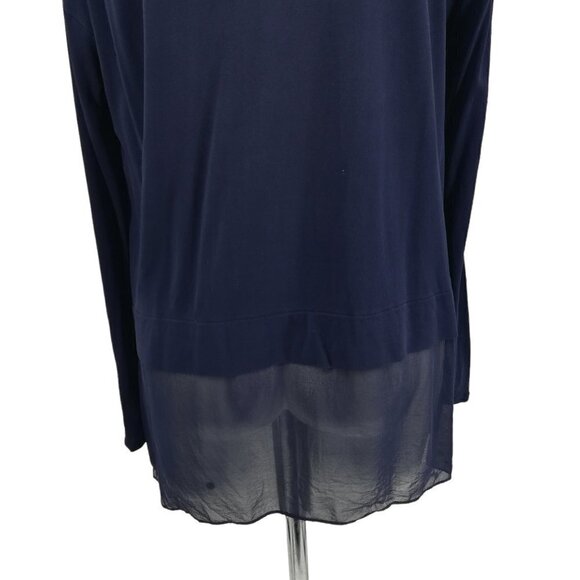 Eileen Fisher 100% Silk Long Sleeve Blue Blouse Size Petite S Sheer Hem Career - Picture 12 of 14